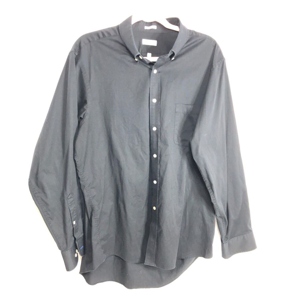 IZOD Button Up Dress Shirt Black Regular Fit Mens Size 16.5